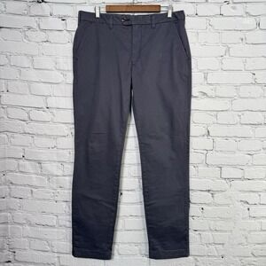 Ted‎ Baker Men's Seenchi Chino Flat Front Slim Fit Pants Size 34R Gray Flip Cuff